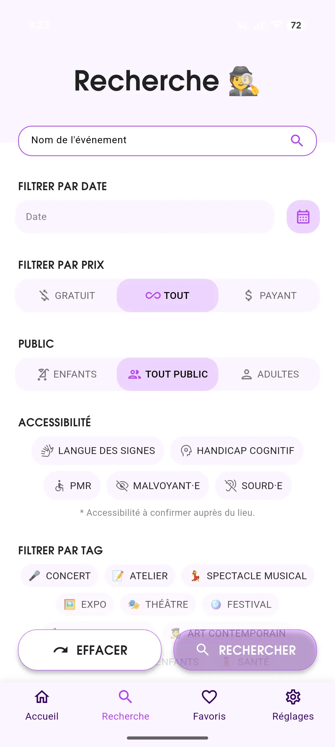 Parissi search and filters